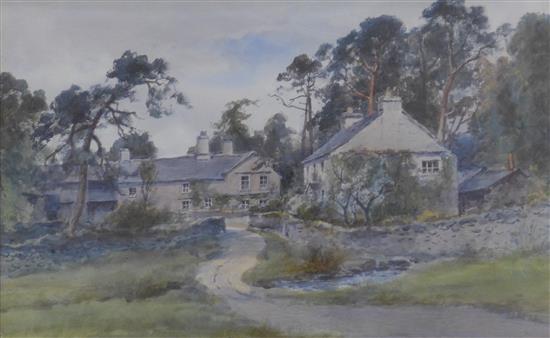 Edward Arden (Tucker), watercolour, Cottages and pine trees(-)